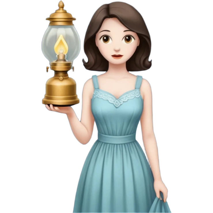 holding vintage gas lamp, female emoji
