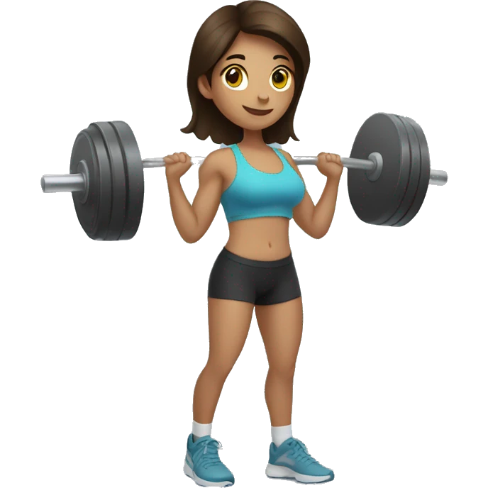 brunette girl lifting weights emoji