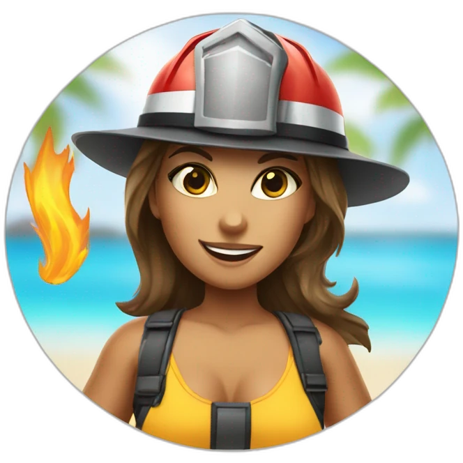 Buffed Catloving girl Firefighter beach volley emoji