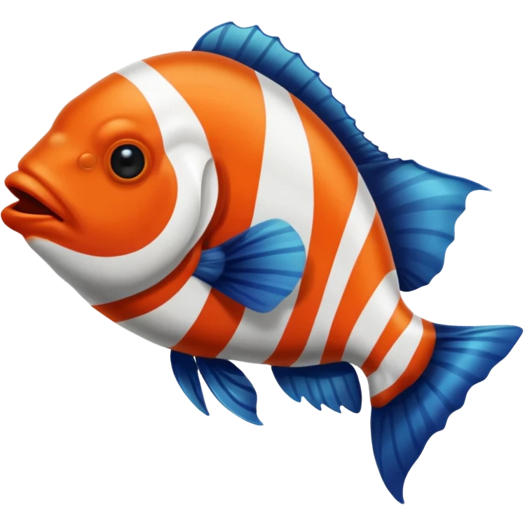Poisson clown noir et blanc emoji