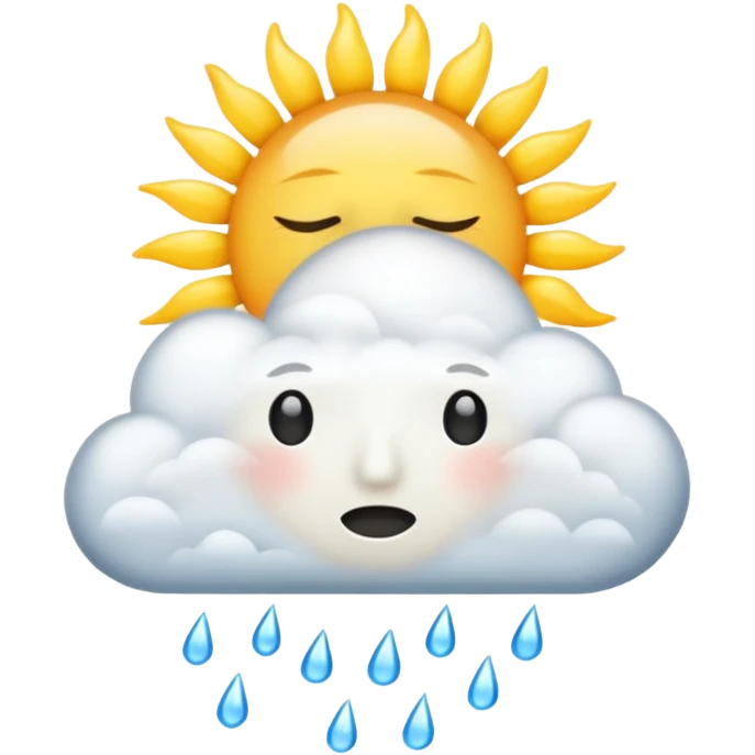 a sun with a large cloud blocking it with rain with no face emoji