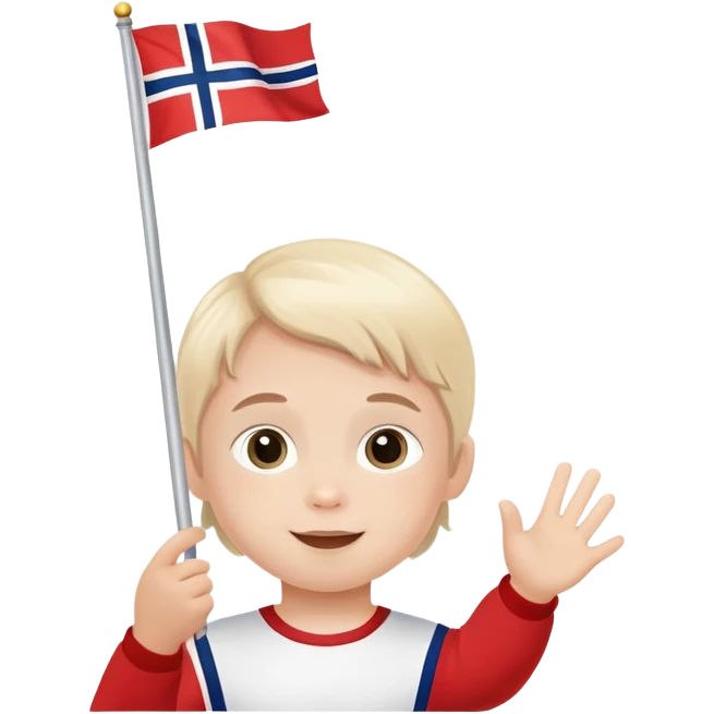 child waving Norwegian flag during 17th of May celebration emoji