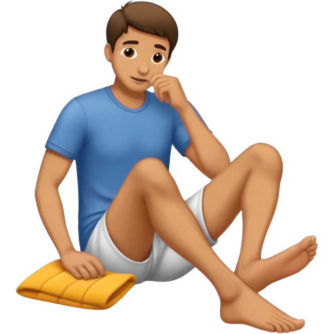 Man holding foot and sniffing it emoji