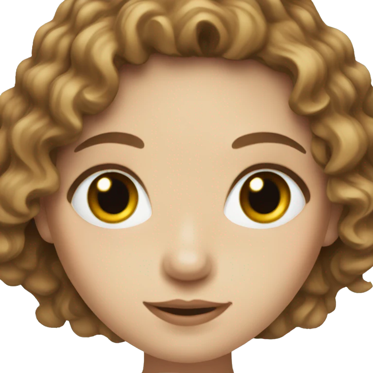 white girl with green eyes and brown wavy hair emoji