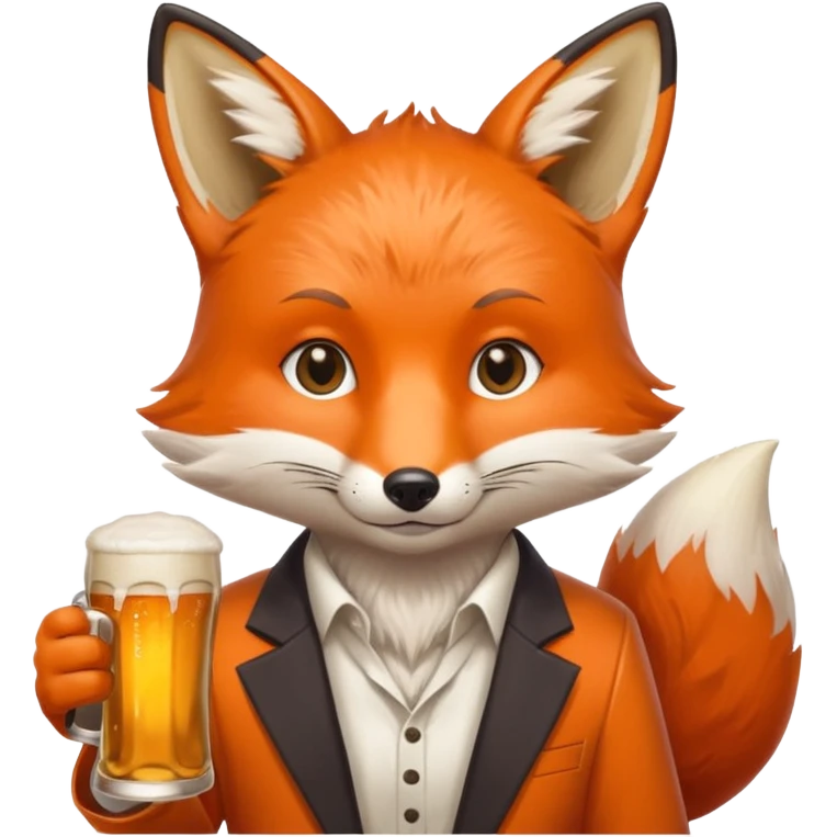 Un renard style manga qui tien une bierre marqué pmusama emoji