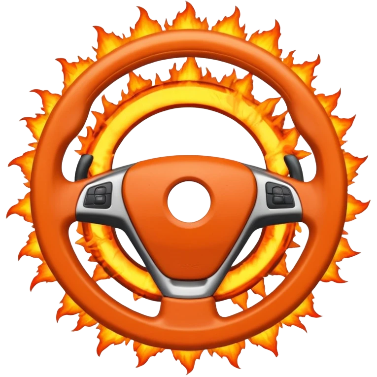 a car steering wheel with an explosion in the center emoji