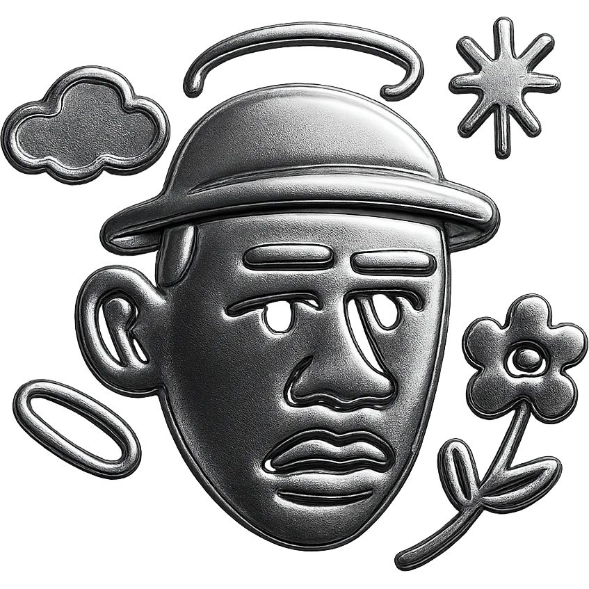 Tyler, the Creator inspired icon in CHROMAKOPIA style, graphic lines, neon colors, playful and avant-garde, with surreal elements emoji