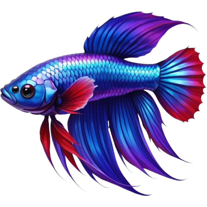 Pretty iridescent long fin betta fish realistic blue purple red emoji