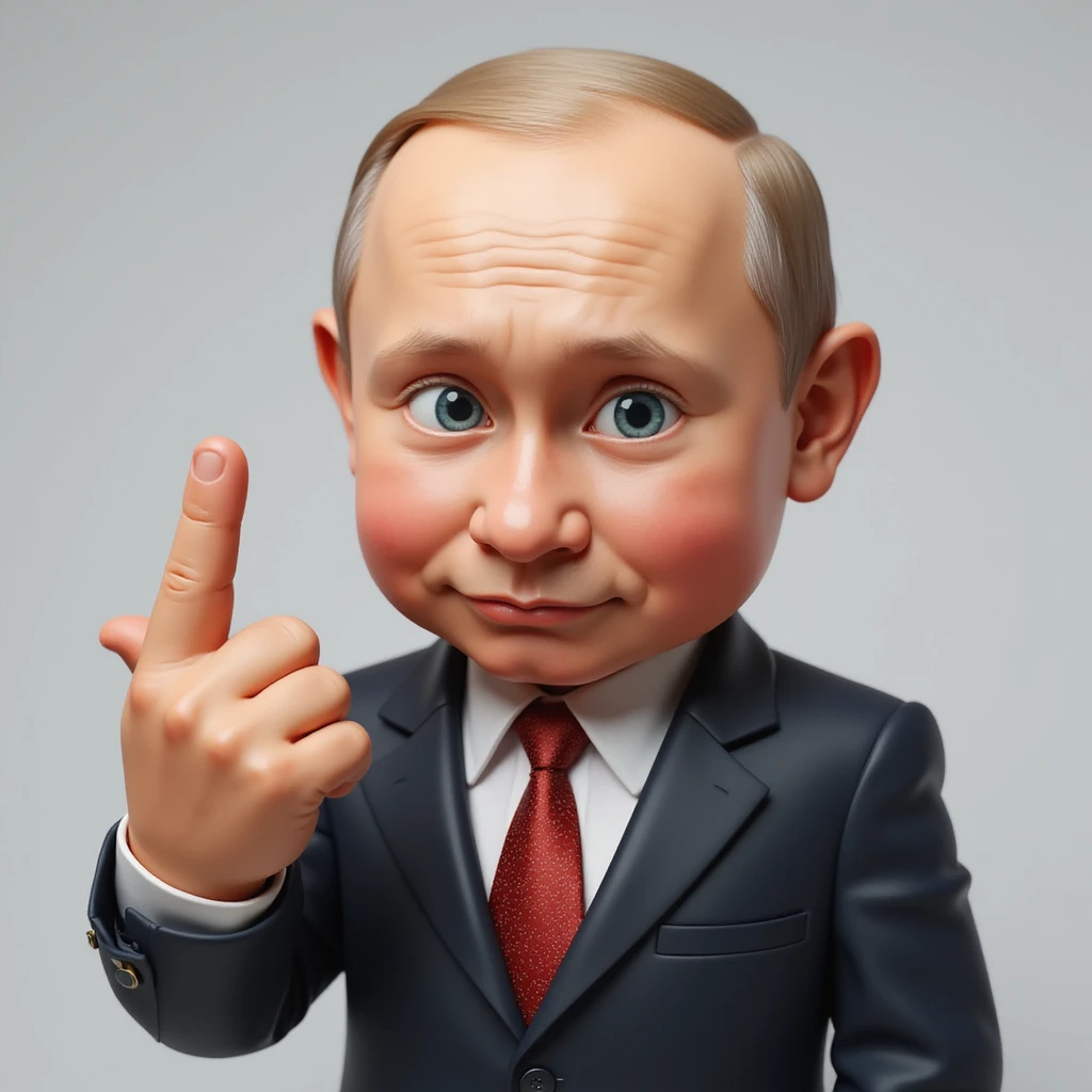 super realistic photorealistic emoji of Vladimir Putin giving the middle finger, explicit gesture, detailed facial expression, no text emoji