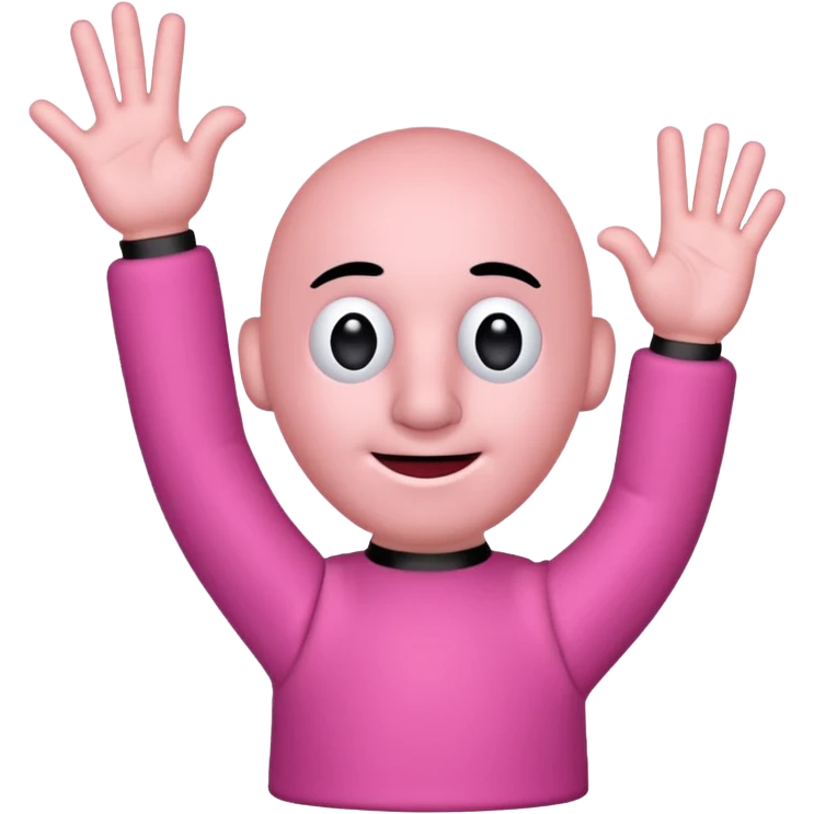 A pink puppet with no ears nose legs, and three fingers emoji