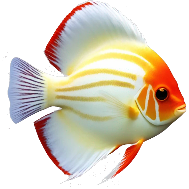 DISCUS SYMPHYSODON white orange red emoji