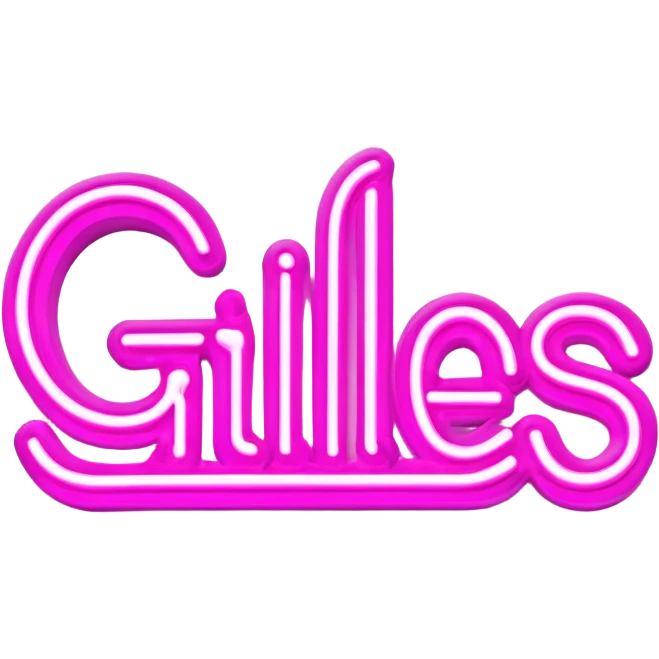 Pink neon sign with the word Giles emoji