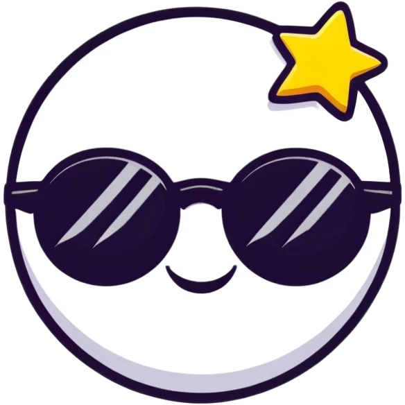 smiling face with star-shaped sunglasses, funky and bold like Bootsy Collins emoji