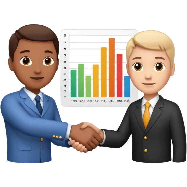 handshake with a data chart emoji