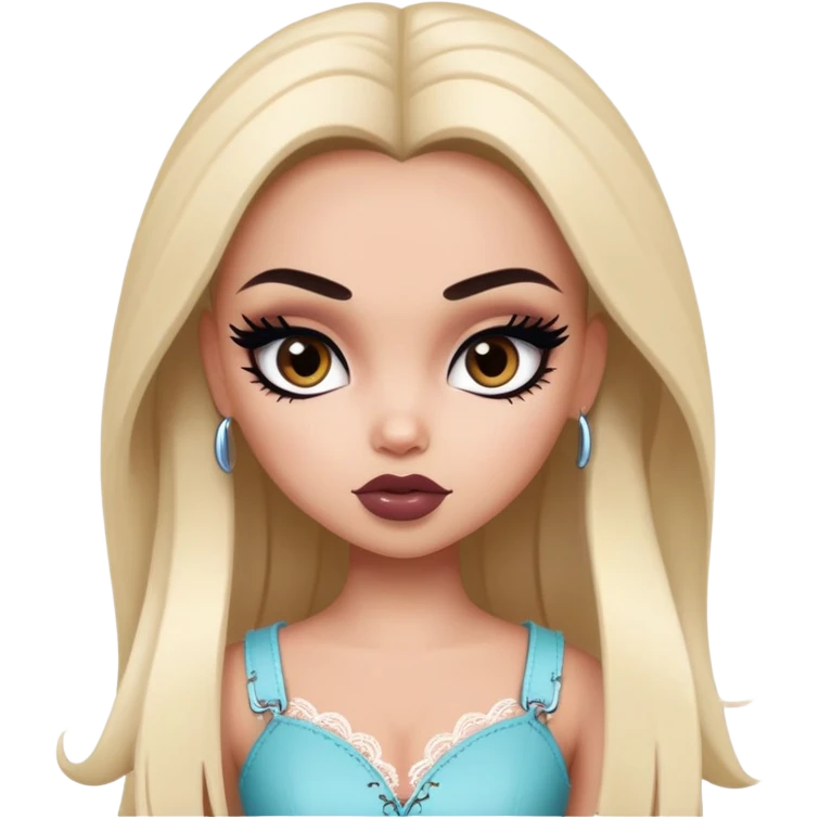 pretty bratz baddie, niqap, black eyeliner, medium white skin, dark brown  eyes emoji