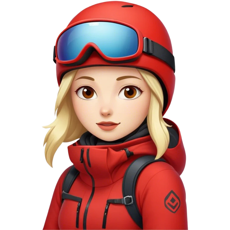 Female snowboarder in red emoji