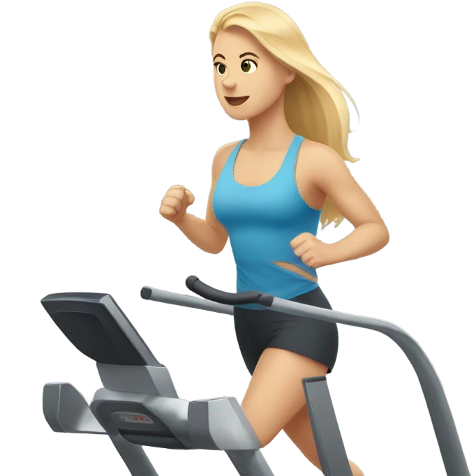 white girl with blonde hair on treadmill emoji