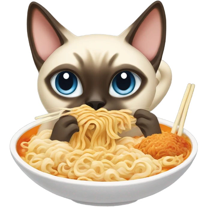 Siamese Cat eating ramen emoji