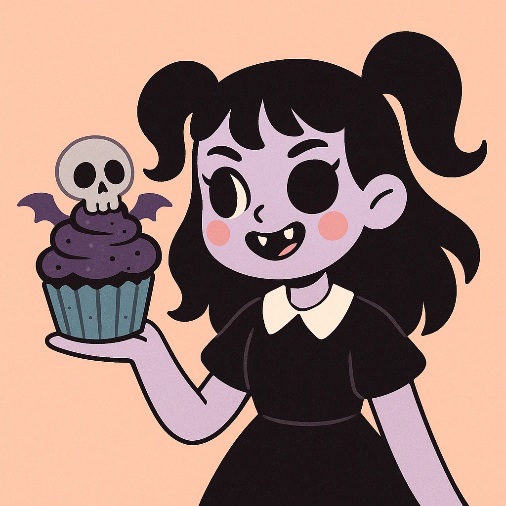 gothic cupcake, pastel toon style emoji