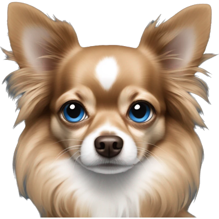 all black and brown long haired chihuahua with blue eyes  emoji