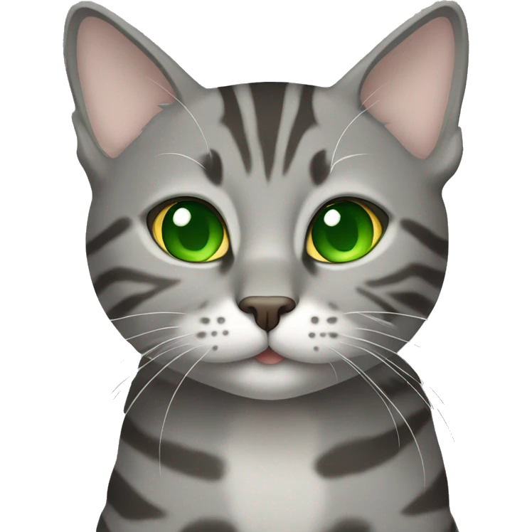 gray tabby cat full length with green eyes emoji