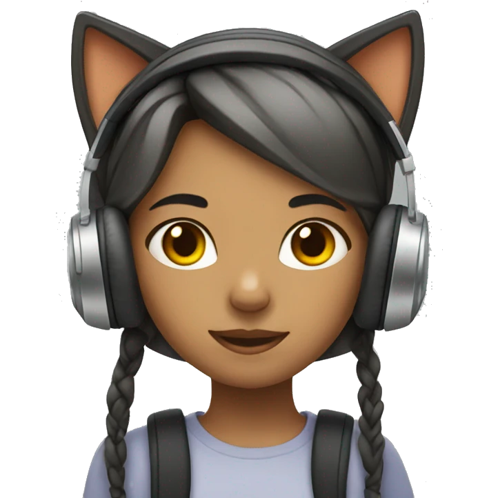 Girl with cat headphones  emoji