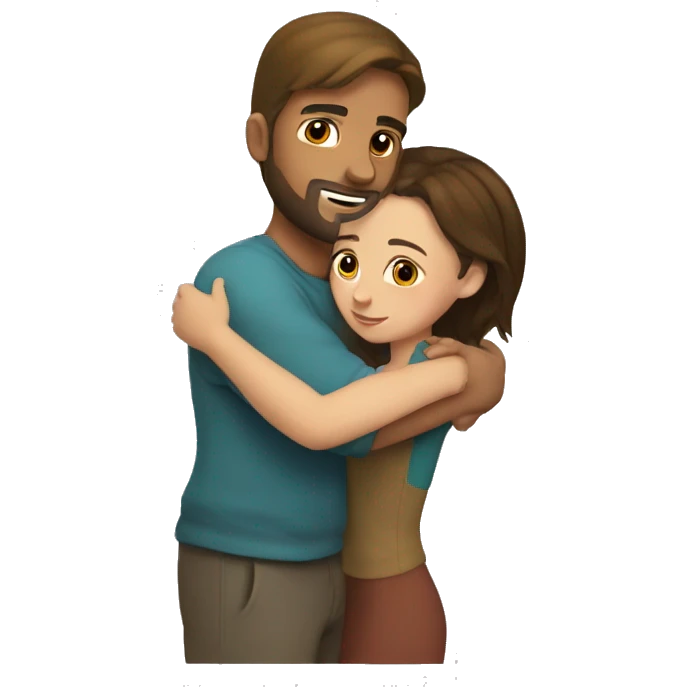 A guy with an Arab appearance hugs a Russian girl with brown hair emoji
