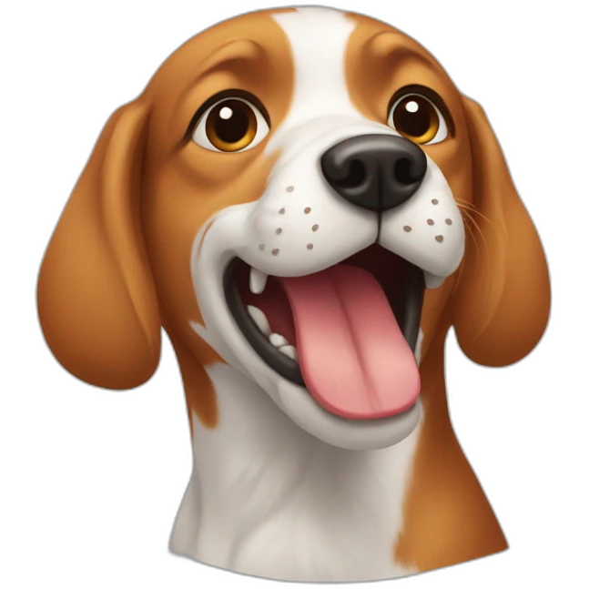 A dog who eat a red head emoji