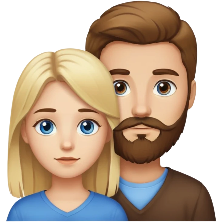 brown-haired brown-eyed boy with beard with blonde-haired blue-eyed girl  emoji
