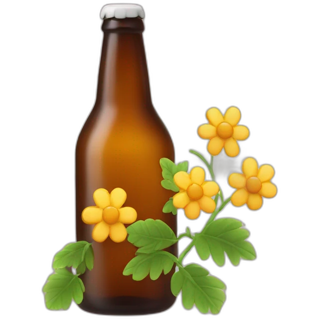 Bier bottle with glycin flowers  emoji