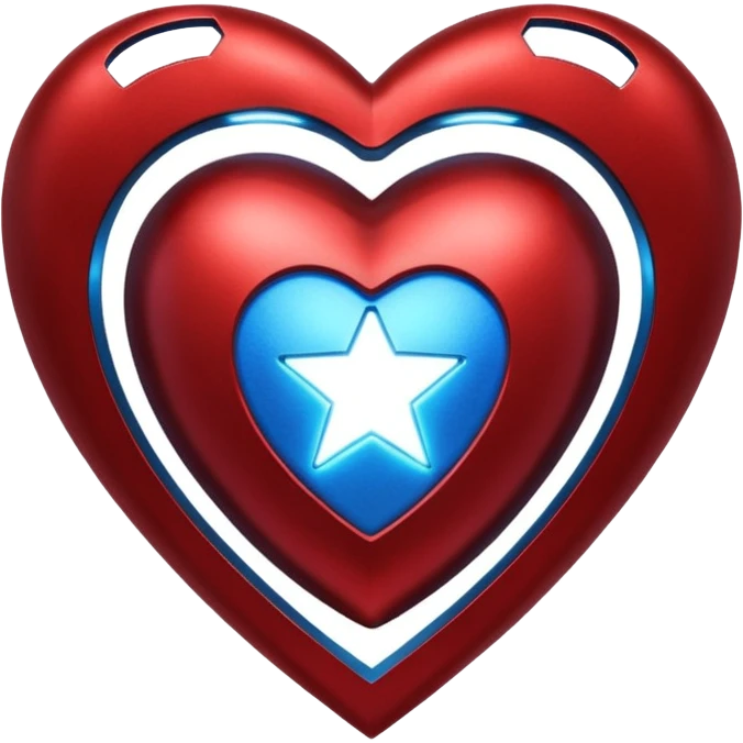A red Iron Man suit heart with a glowing blue star in the center emoji