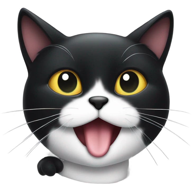 Black cat sticking his tounge out looking like he wants it with mischievous eyes emoji