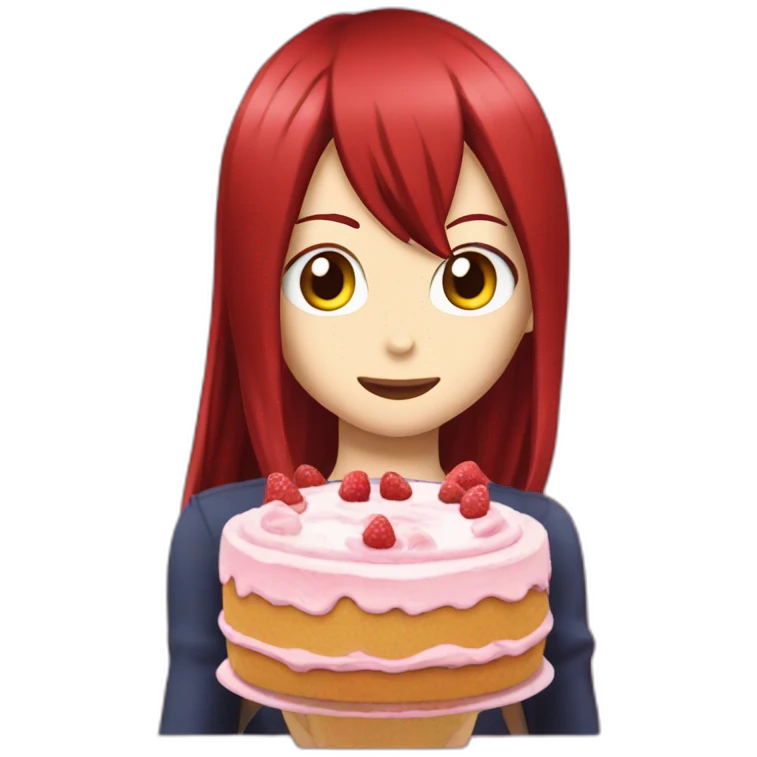 erza scarlet eating cake emoji