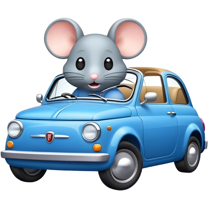 mouse driving a blue fiat emoji