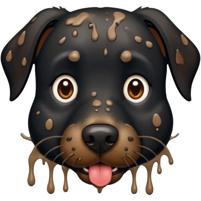 very muddy and dirty black dog face emoji