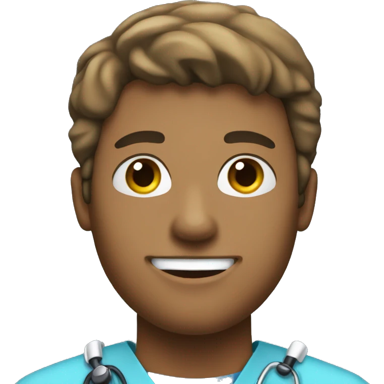 Make a male adolescent nurse emoji with blue scrubs on  emoji