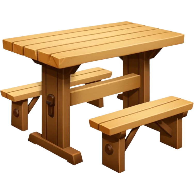 mesa alta color madera natural con bancas altas de color madera natural emoji