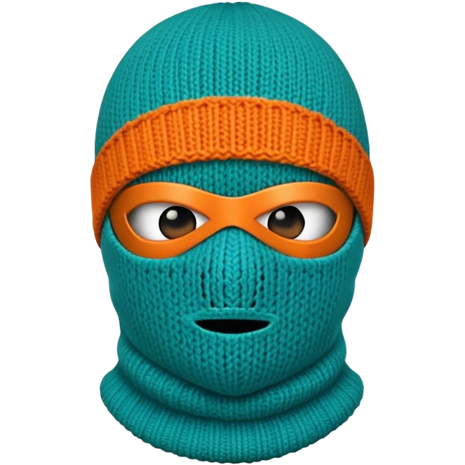 teal and orange ski mask emoji