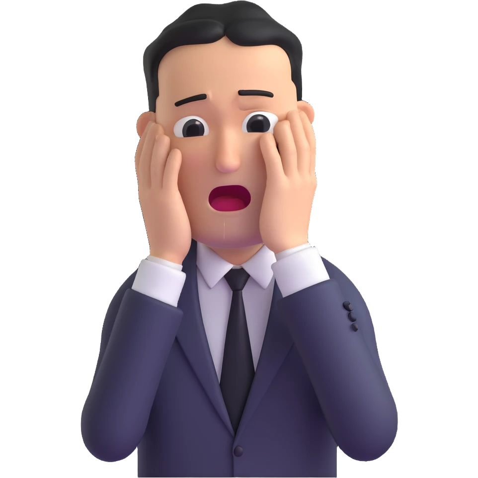 businessman in suit crying at work emoji