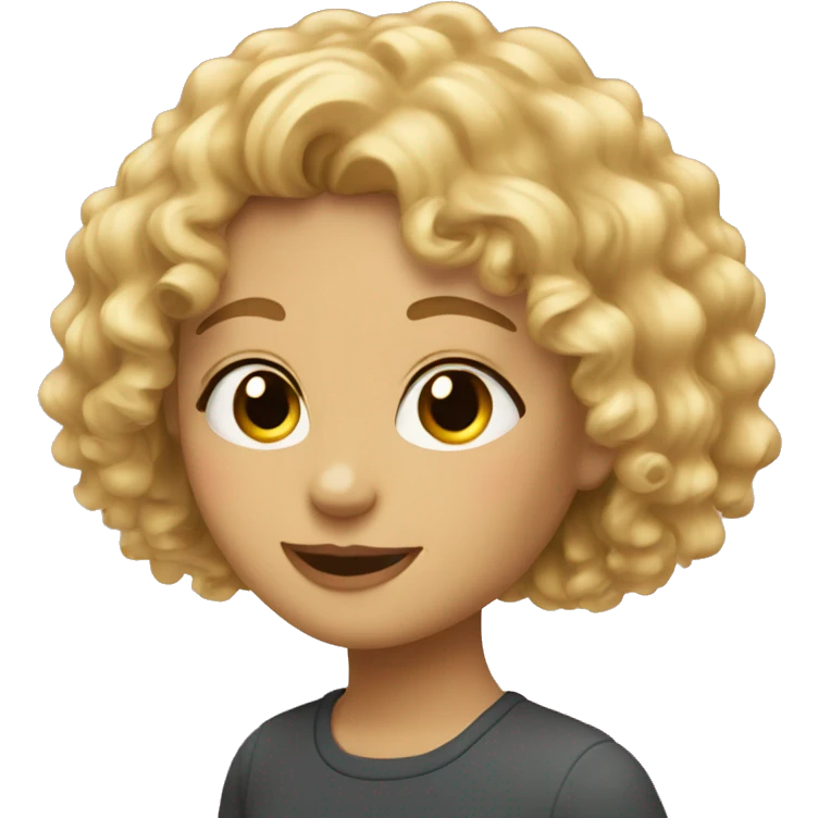 Curly blond girl and moi emoji