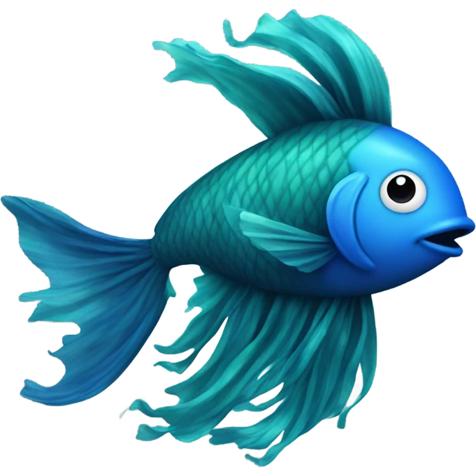 Blue fish with hair on it emoji
