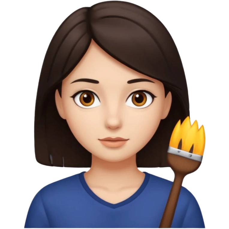Girl with dark brown hair with brown eyes emoji