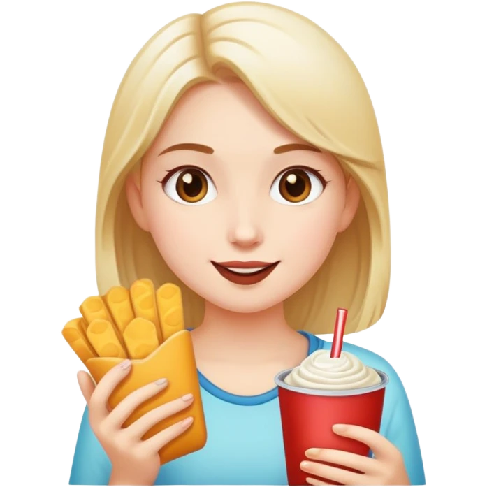 Girl enjoying snacks and leisure emoji