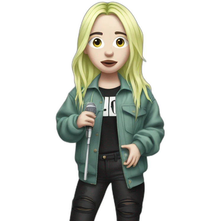 Billie Eilish standing with microphone emoji