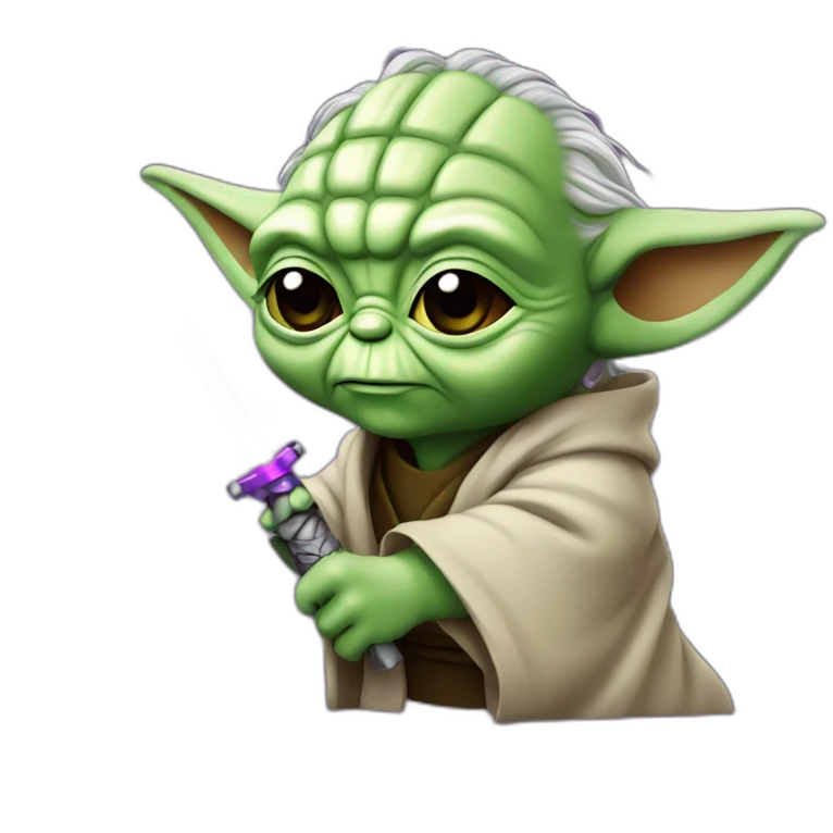 yoda avec un sabre laser violet emoji