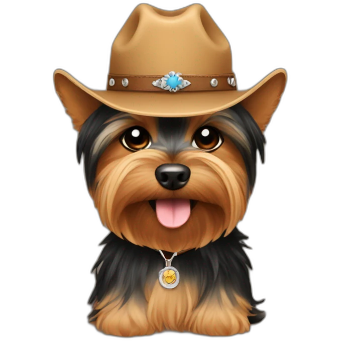 yorkie wearing a cowboy hat emoji