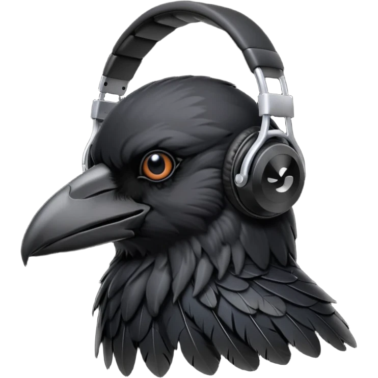 crow with headphones emoji