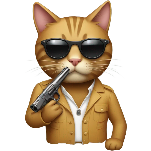 Cat with cigar and sunglasses with gun  emoji