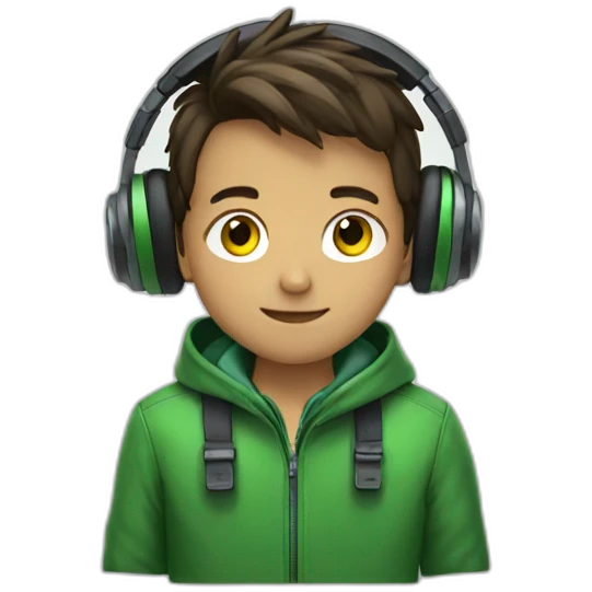 boy with headphones and green jacket emoji