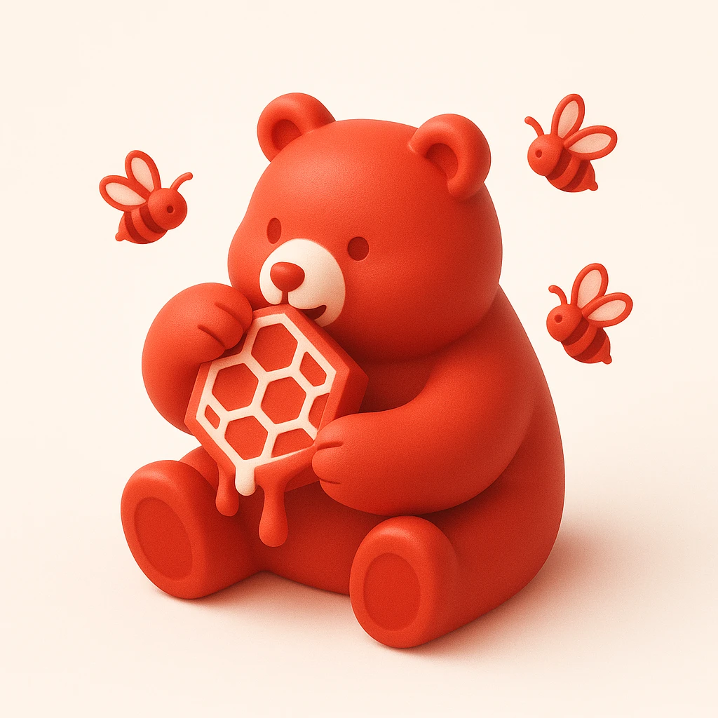 bear eating honeycomb with bees flying around emoji